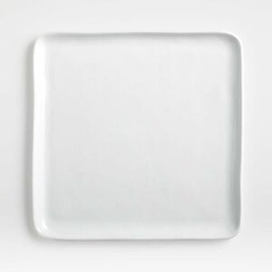 2 Dinner Plates Crate & Barrel Mercer White Square Porcelain Dinner Plates